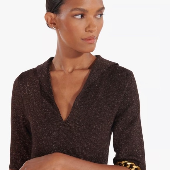 Staud Brown Metallic Breck dress - Picture 3 of 10